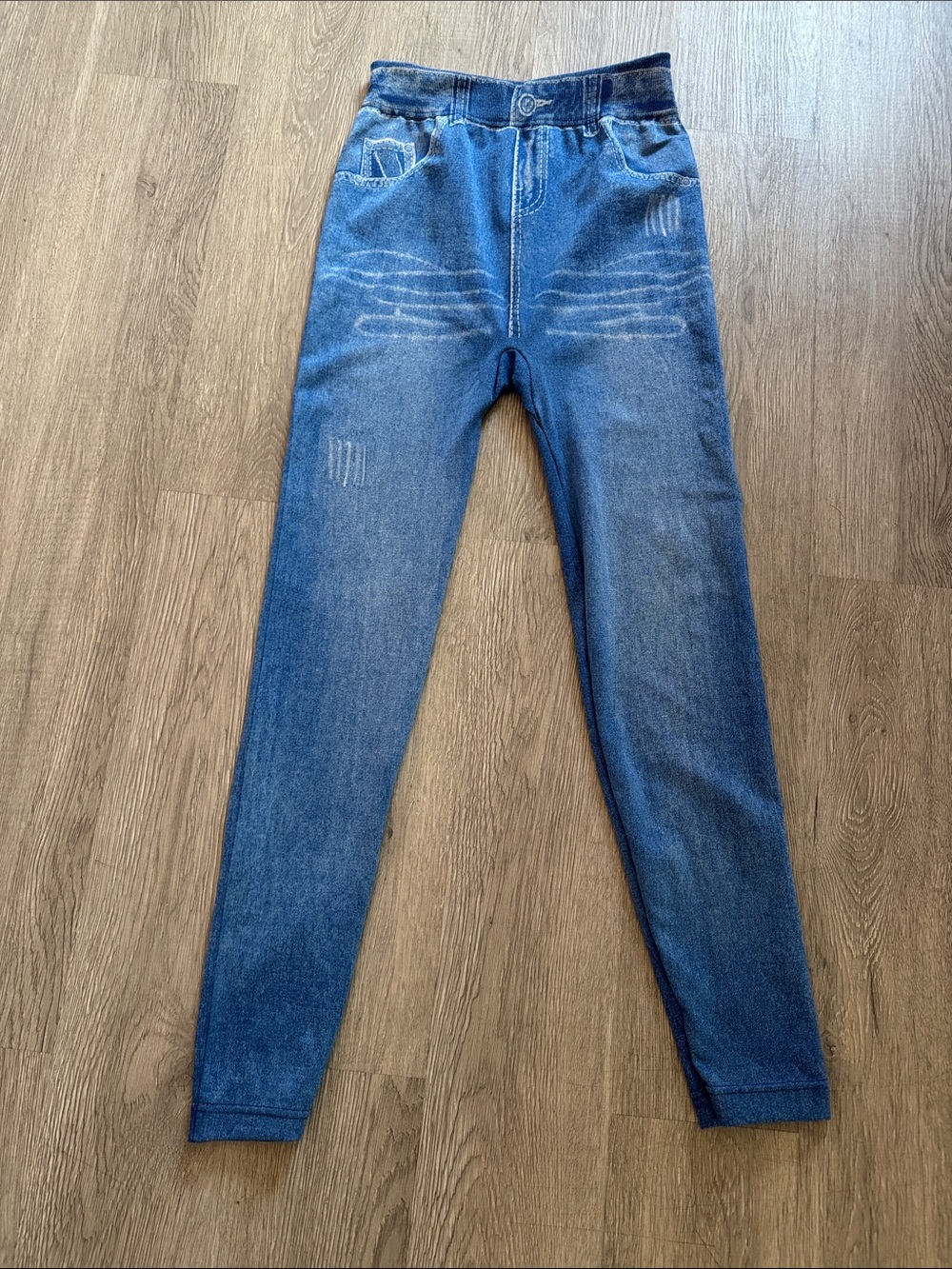 Women's Blue Denim-Look Leggings